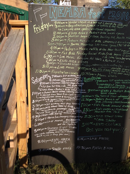 The schedule of events.