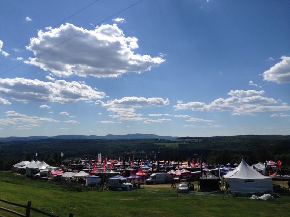 The expo area and nice, white, fluffy clouds.